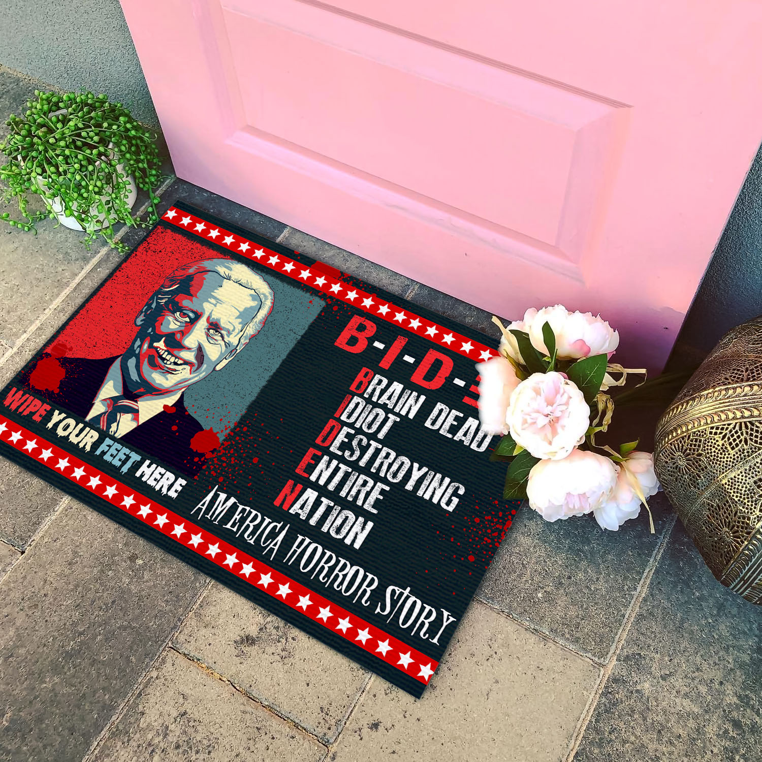 2VT. Biden Zombie Brain Dead Doormat mockup 4