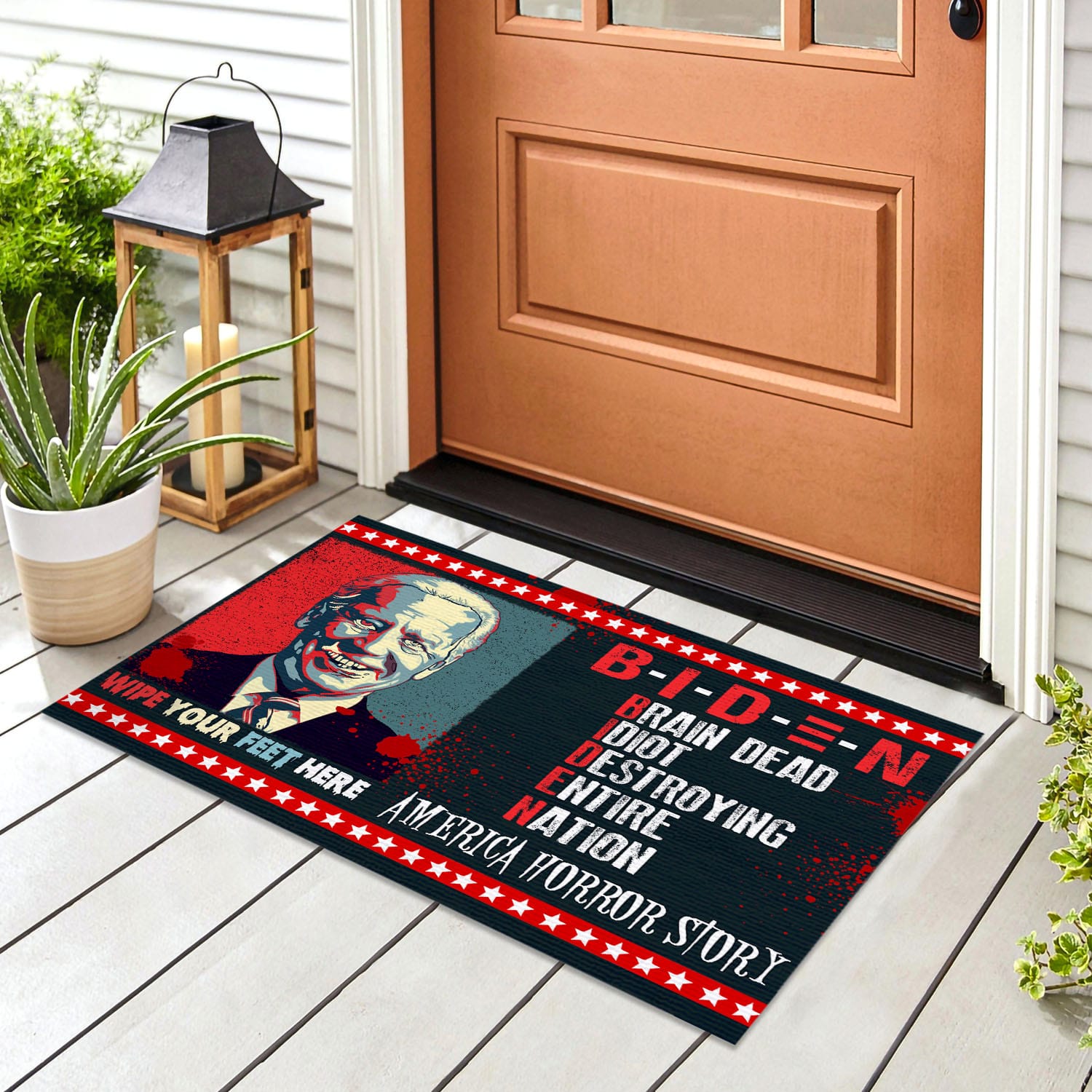 2VT. Biden Zombie Brain Dead Doormat mockup 8