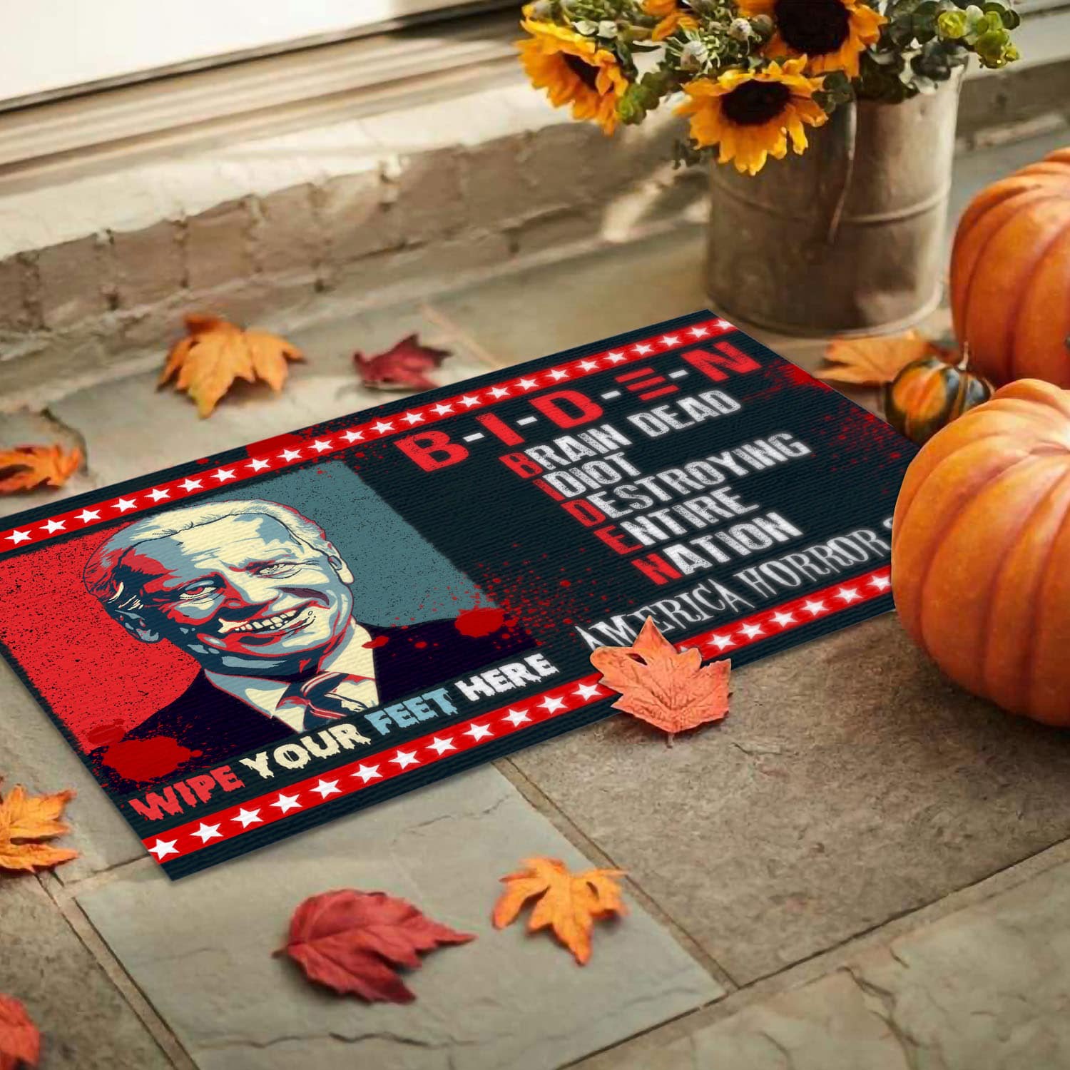 2VT. Biden Zombie Brain Dead Doormat mockup 9