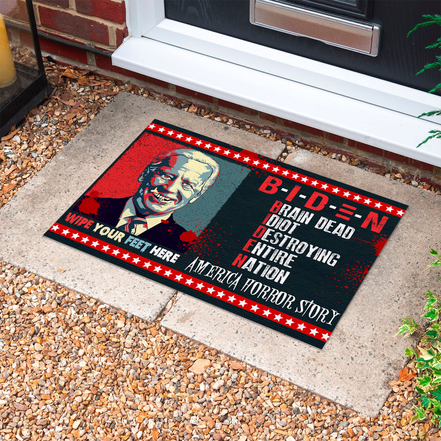 2VT. Biden Zombie Brain Dead Doormat mockup 10
