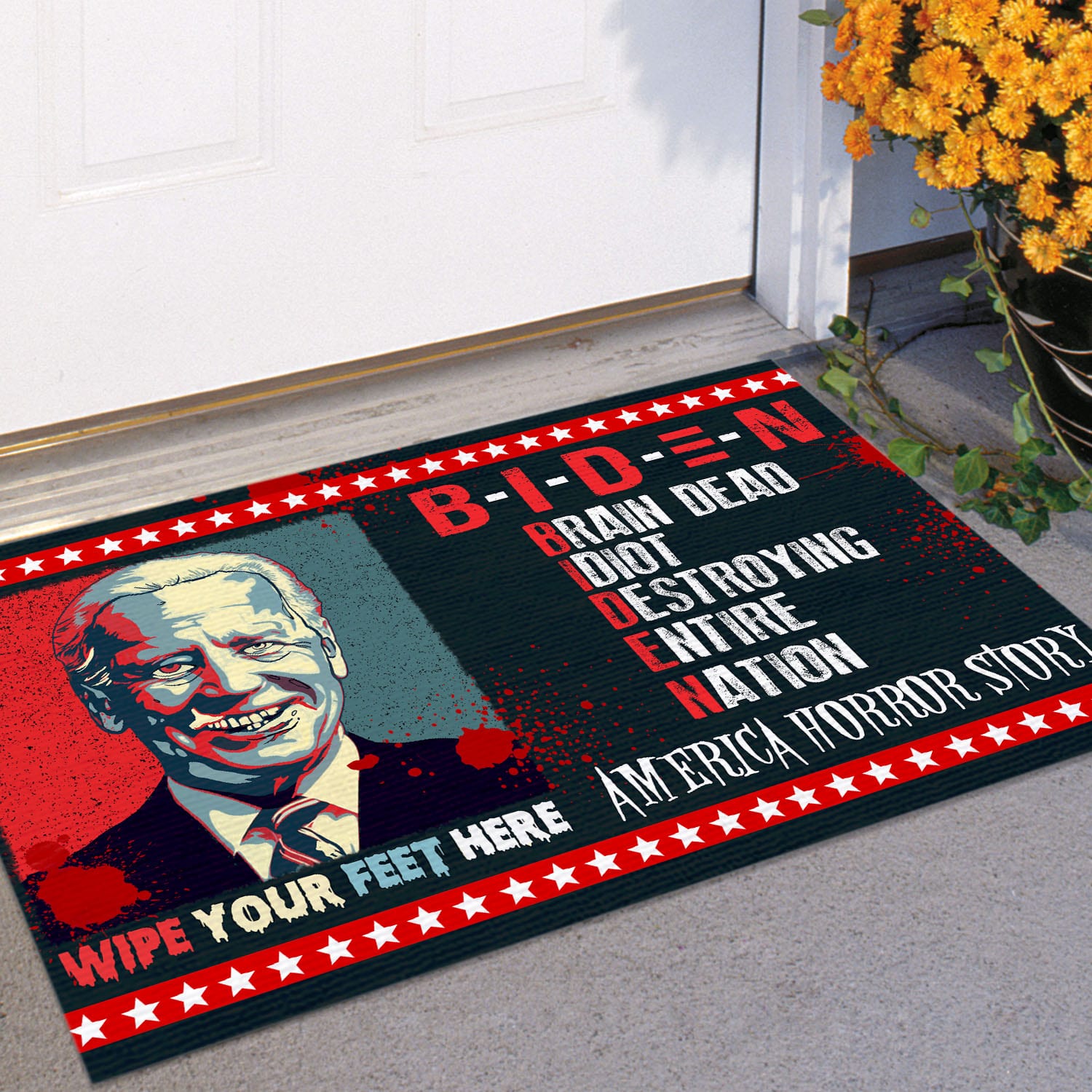 2VT. Biden Zombie Brain Dead Doormat mockup 11