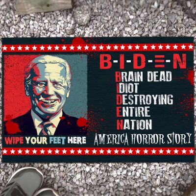 Biden Brain Dead Idiot Destroying Entire Nation House Doormat - Funny Biden Halloween Outdoor Indoor Decorative Doormat
