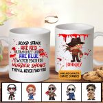 Custom Horror Movie Characters 2 Sided Coffee Mug - Blood Stains Are Red Personalized Halloween Travel Bottle