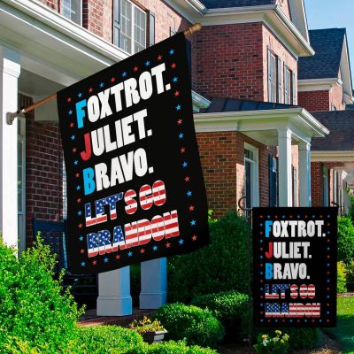 Alternative view of Foxtrot Juliet Bravo Let's Go Brandon Flag - FJB Fuck Joe Biden Garden Flag - House Flag
