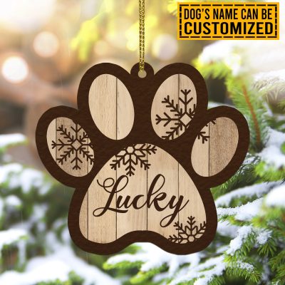 Personalized Wooden Paw Ornament - Custom Dog Name Decorative Wooden Shaped Christmas Ornament Keepsake