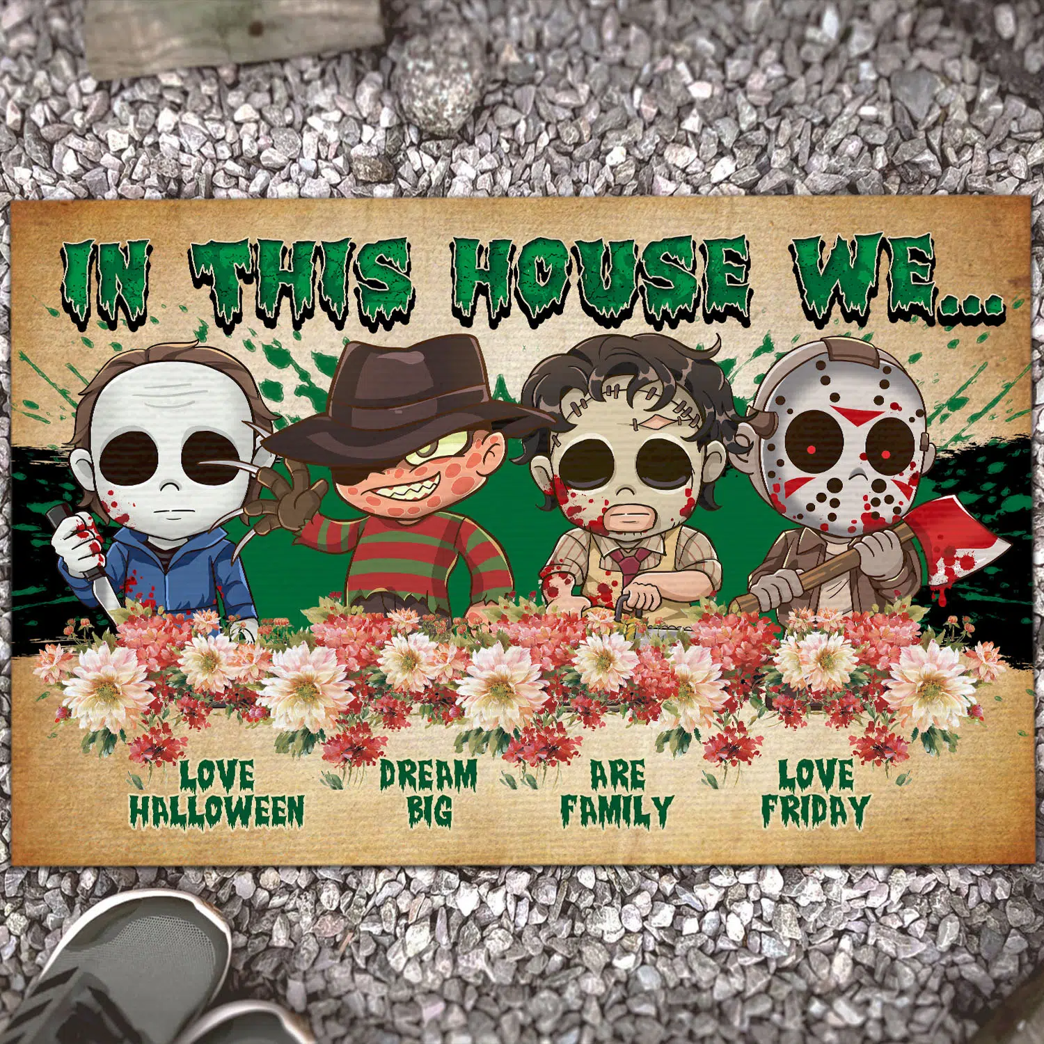 4VT. In This House We Love Halloween Doormat Mockup 13
