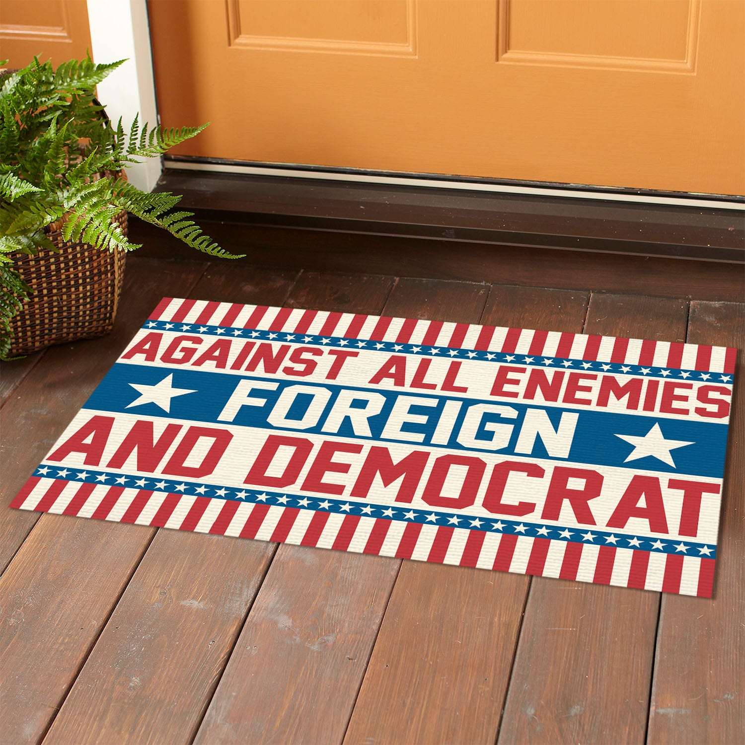 3VT. Democrat Against All Enemies Doormat mockup 1
