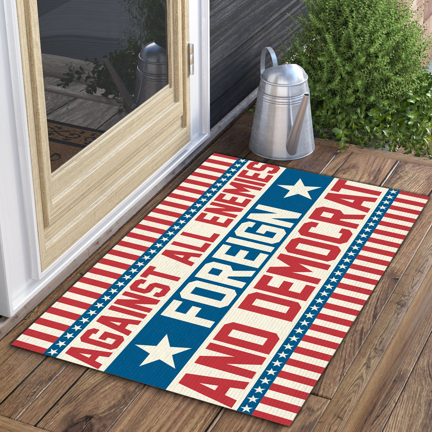 3VT. Democrat Against All Enemies Doormat mockup 3