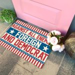 3VT. Democrat Against All Enemies Doormat mockup 4