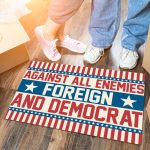 3VT. Democrat Against All Enemies Doormat mockup 6