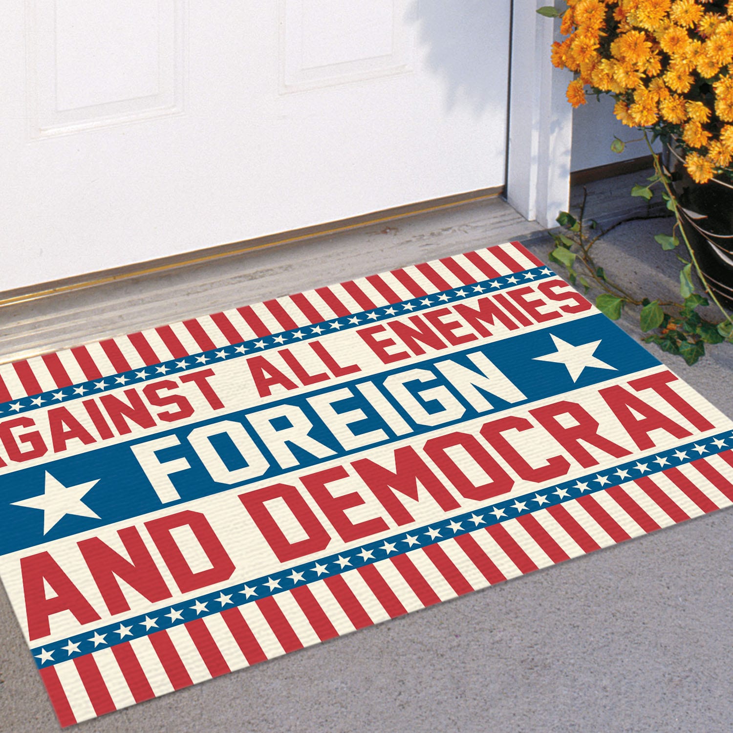 3VT. Democrat Against All Enemies Doormat mockup 11
