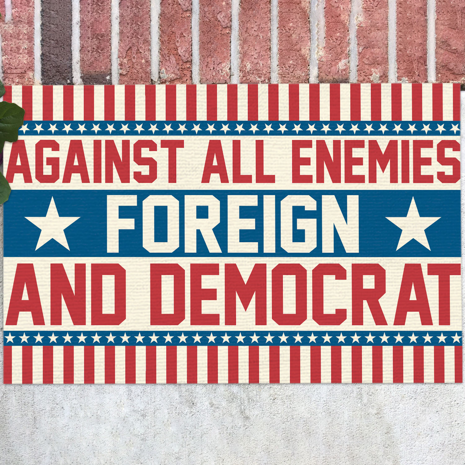 3VT. Democrat Against All Enemies Doormat mockup 12