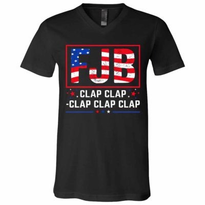 22 HG UU TIEN. FJB Clap Clap, Black, V-Neck T-Shirt