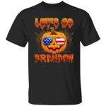 1VT. Let's Go Brandon Halloween Pumpkin, Black, Unisex T-Shirt