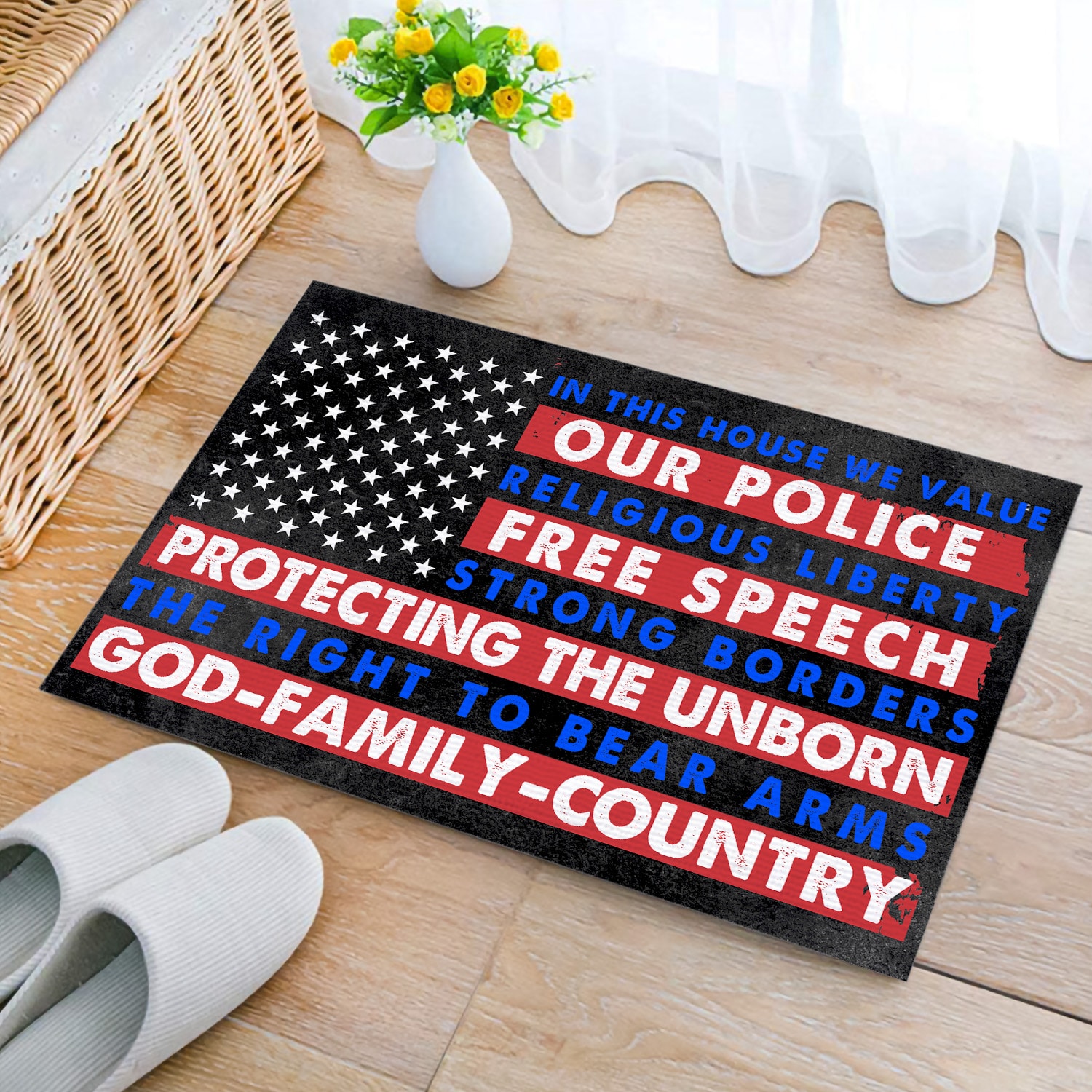 8. In This House God Family (5) Doormat mockup 2