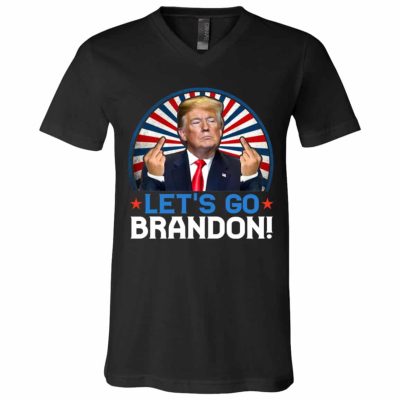 21 HG UU TIEN. Trump Let's Go Brandon (5), Black, V-Neck T-Shirt