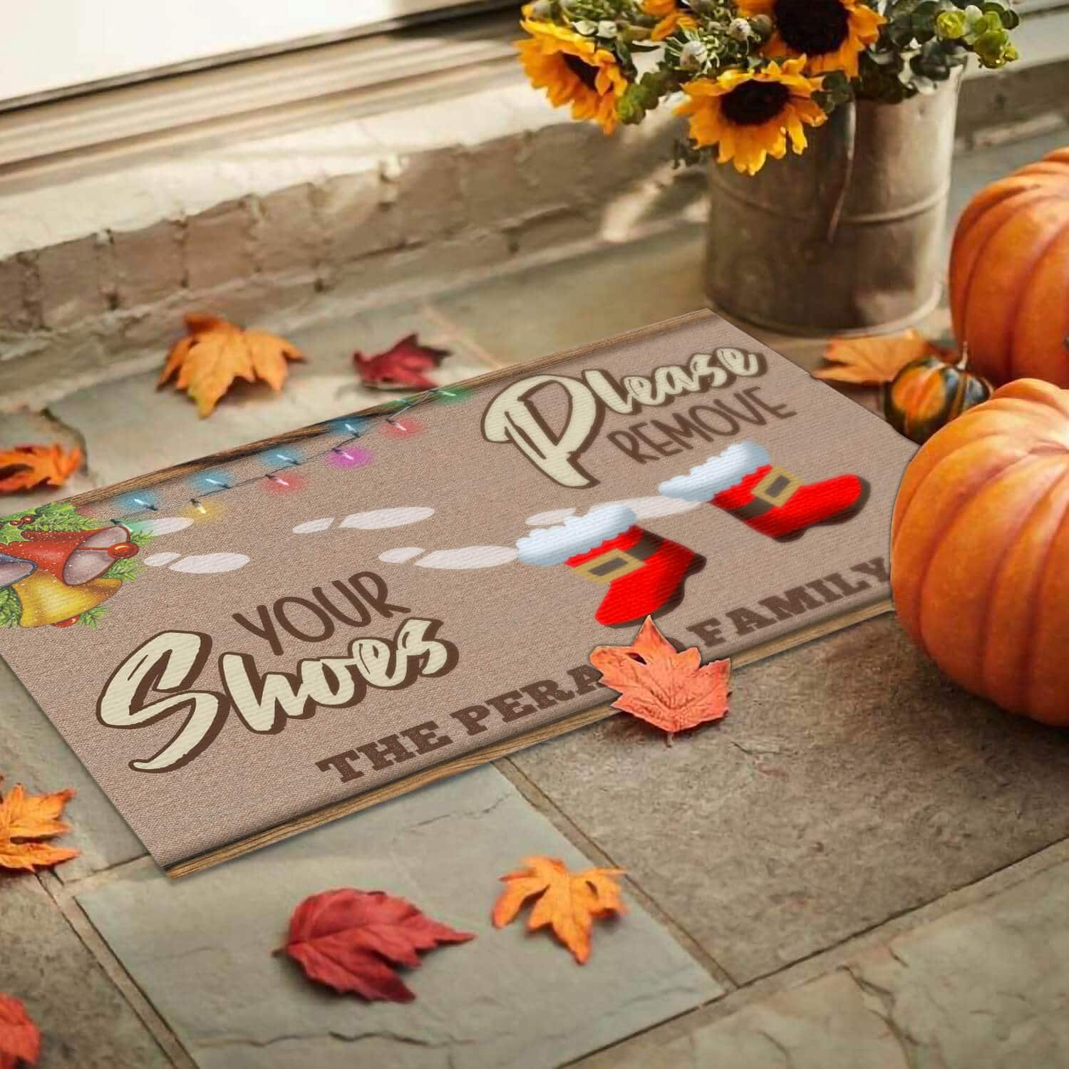 5TM. Remove Your Shoes Christmas (Sample Design) Doormat mockup 9