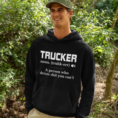Alternative view of Funny Trucker Hoodie - Trucker Definition Retro Vintage Sweatshirt