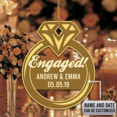 Custom Christmas Engagement Ornament Wedding Engagement Ring Decorative Custom Shaped Wooden Christmas Ornament