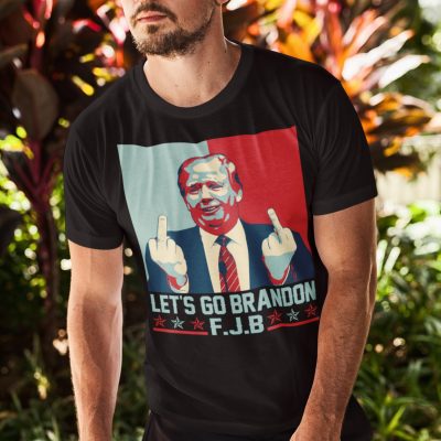 Alternative view of Let's Go Brandon FJB Funny Trump Middle Fingers T-Shirt - Let's Go Brandon Chant Shirt