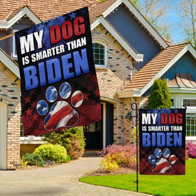 Alternative view of Even My Dog Is Smarter Than Biden Decorative Sign Flag - Anti Biden Chant Biden Sucks Garden House Flag