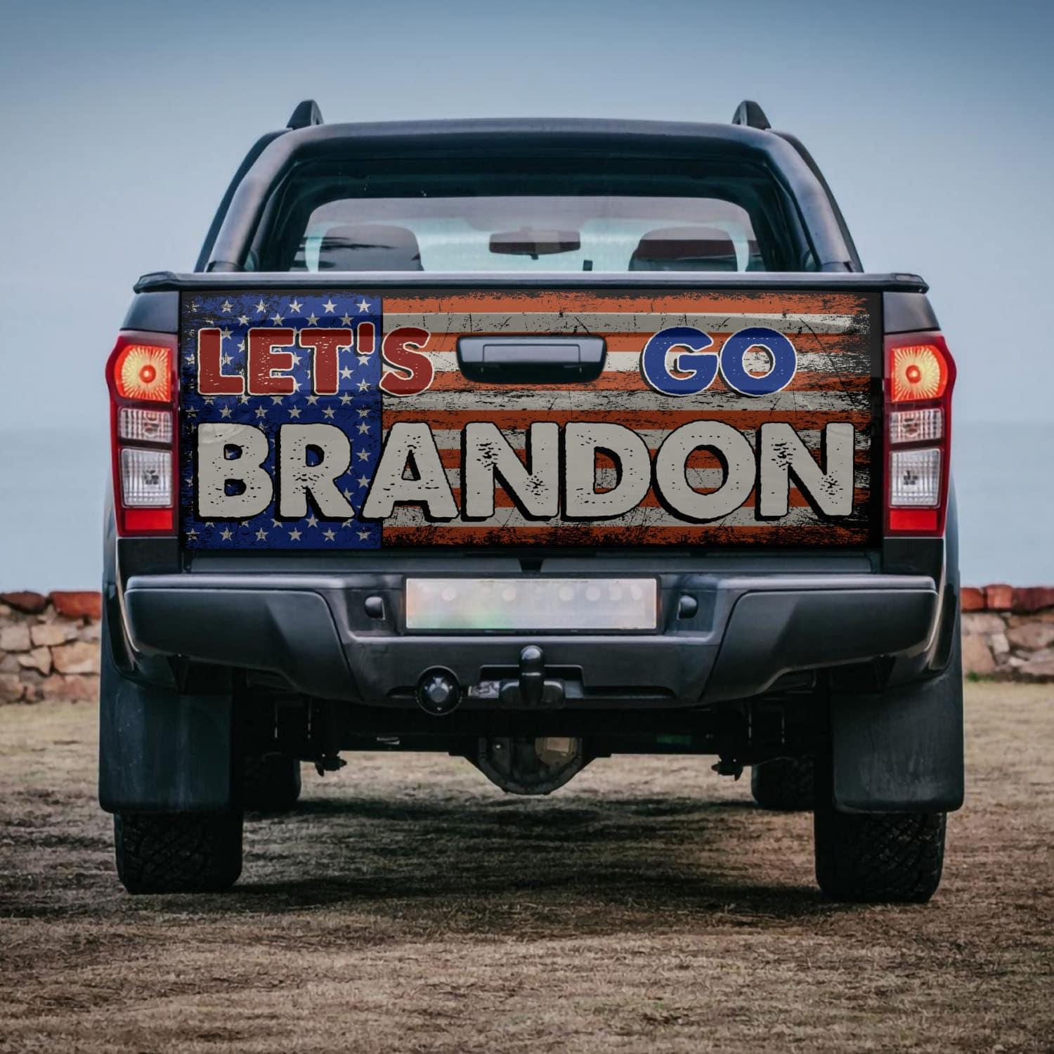 3VT. Let's Go Brandon Tailgate Tailgate Wrap Mockup 4