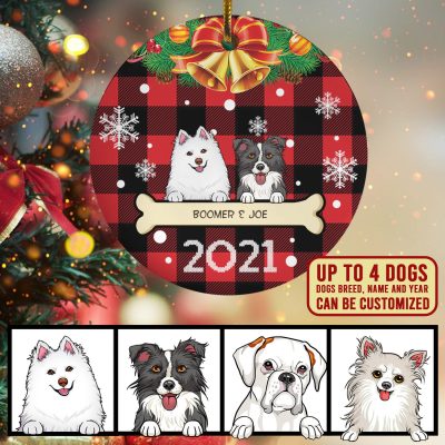 Personalized Dog Christmas Circle Ornament - Custom Dog Breed Ornament - Christmas Gift For Pet Lovers