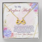 To My Perfect Half We Are Like Pieces In A Puzzle Imperfect When Apart Infinity Heart Pendant Necklace - Infinity Heart Necklace (18K Yellow Gold)