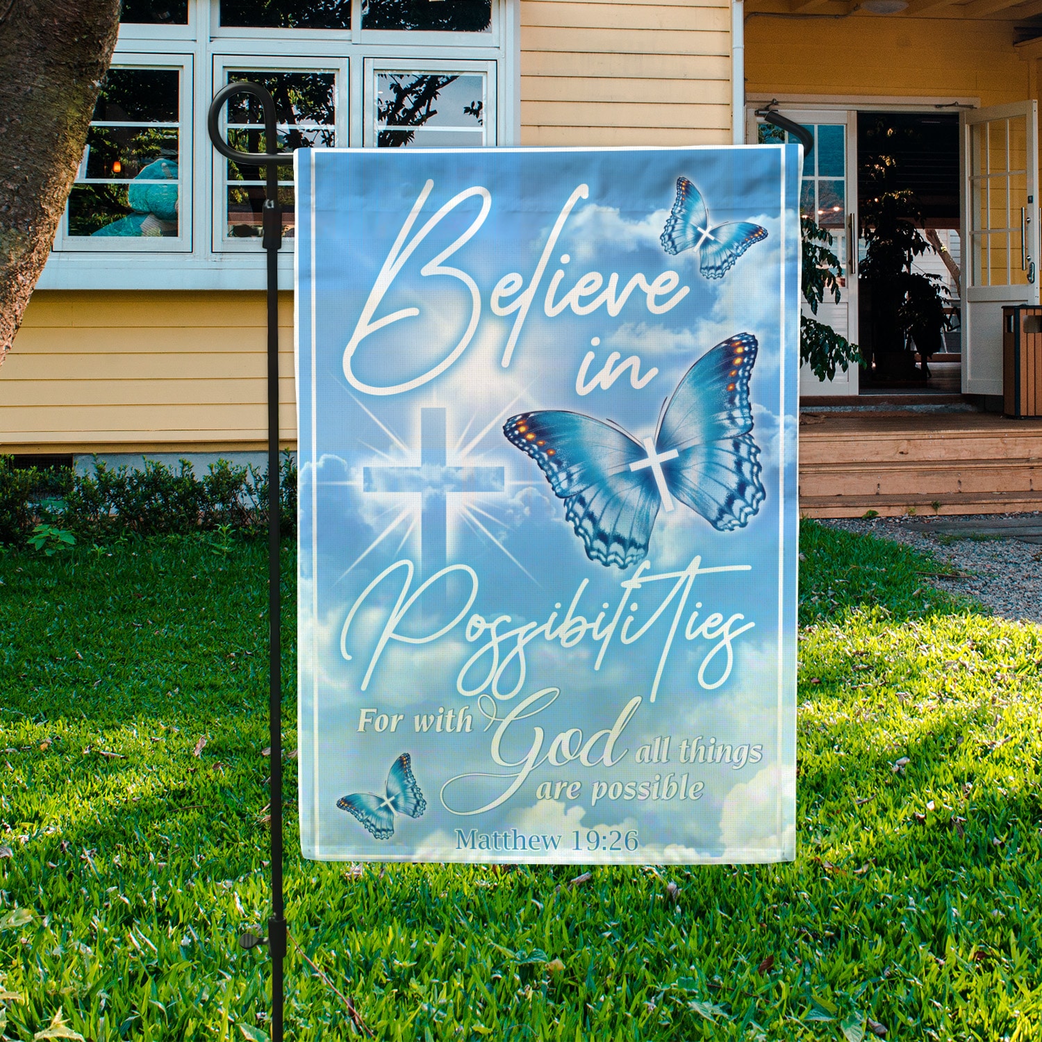 8. Believe In Possibilities Garden Flag Mockup 3