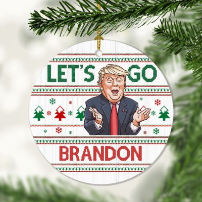 16 Hg Uu Tien. Trump Let's Go Brandon Ugly Ornament Mockup 1