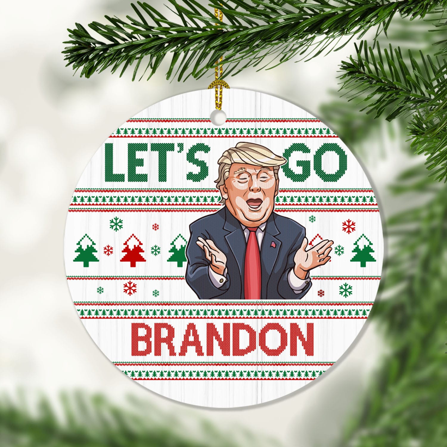 16 Hg Uu Tien. Trump Let's Go Brandon Ugly Ornament Mockup 1
