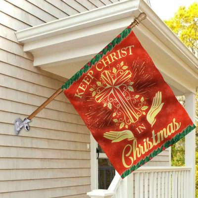 7kng. Christ Christmas 30x40 House Flag Mockup 2
