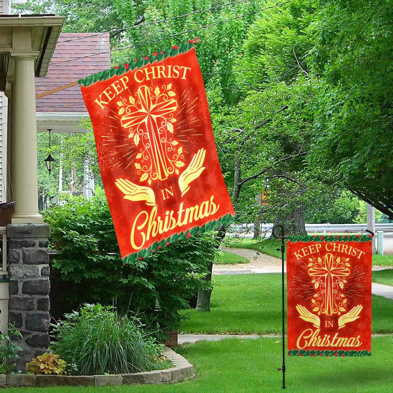 7kng. Christ Christmas 30x40 Garden & House Mockup 1 7kng. Christ Christmas 30x40 Garden & House Mockup 1