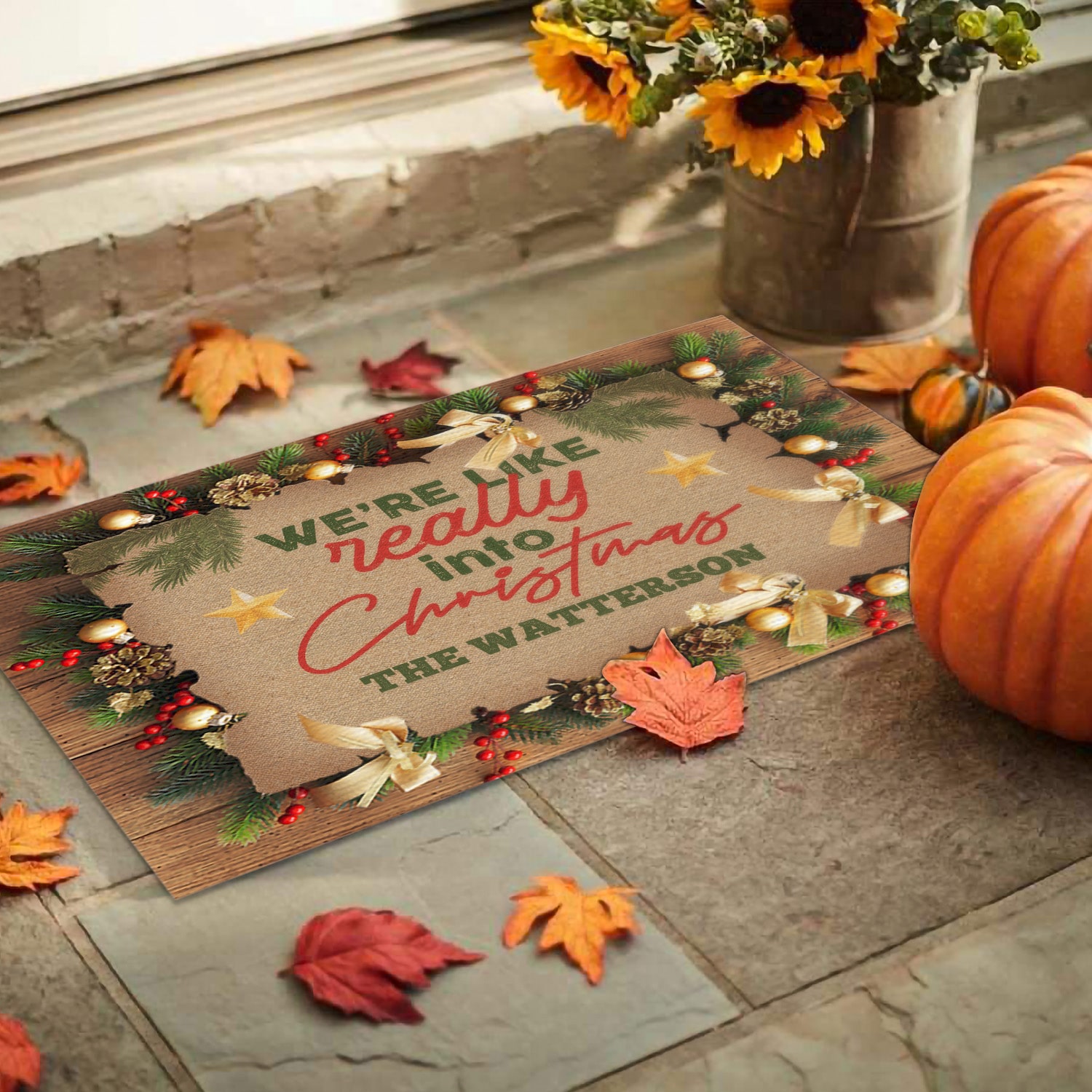 9kng. Into Christmas (sample Design) Doormat Mockup 9