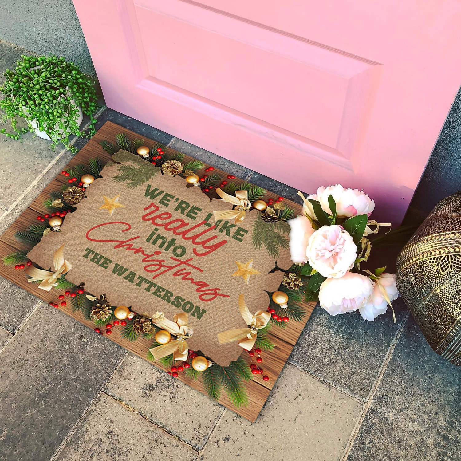 9kng. Into Christmas (sample Design) Doormat Mockup 4