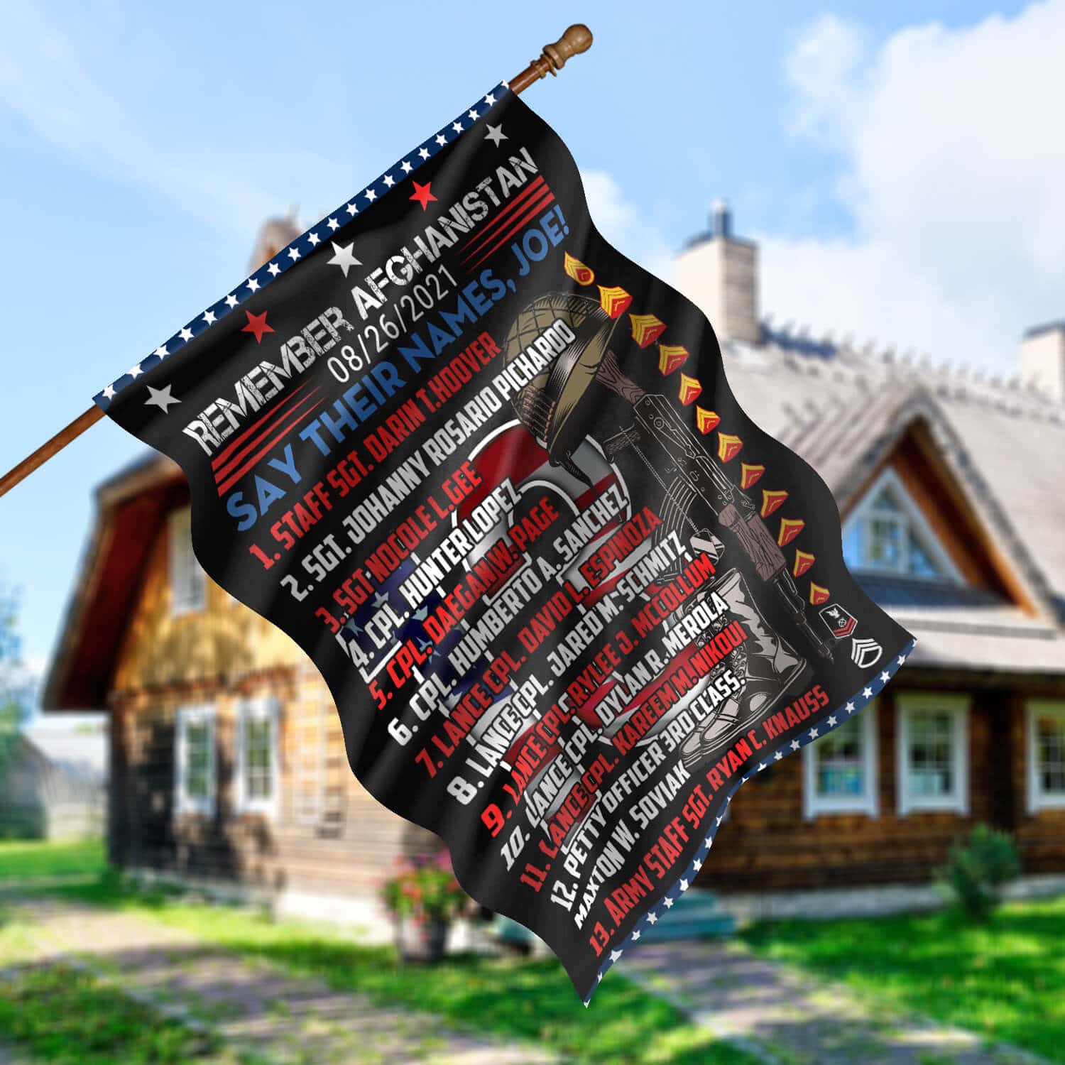 1tm. Remember Afghanistan Joe 30x40 (1) House Flag Mockup 5