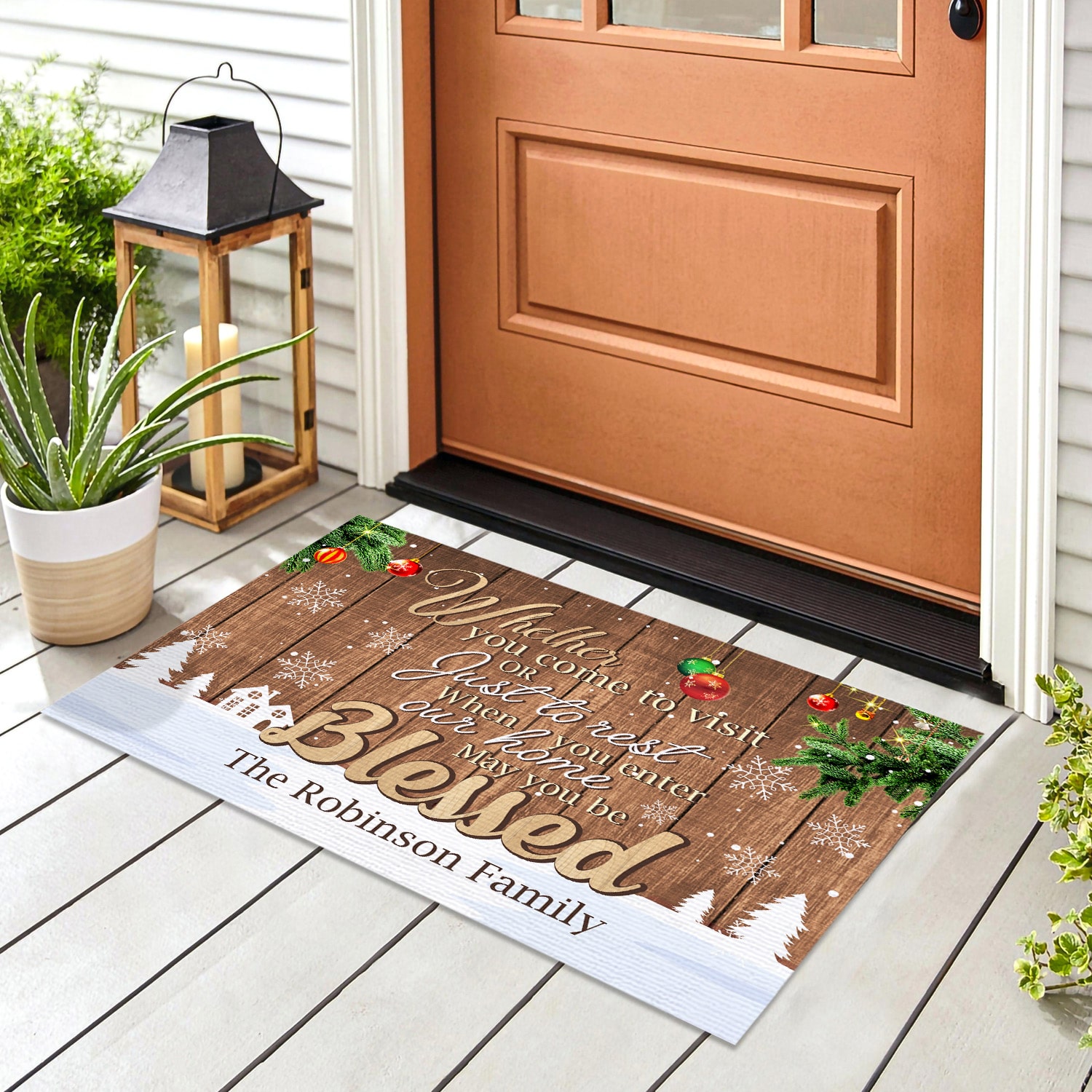 1p. Come To Visit (sample Design) Doormat Mockup 8