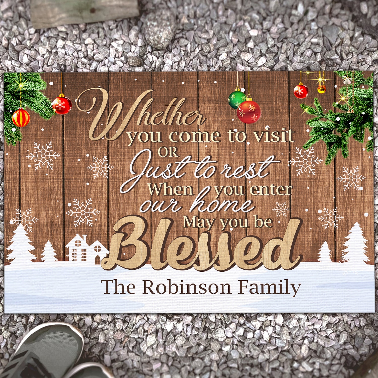 1p. Come To Visit (sample Design) Doormat Mockup 13