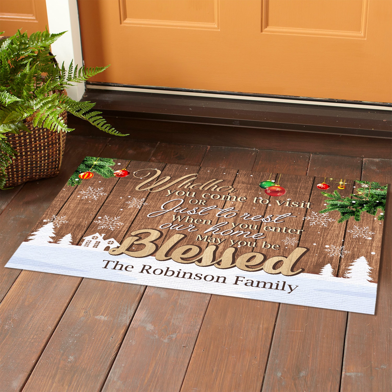 1p. Come To Visit (sample Design) Doormat Mockup 1