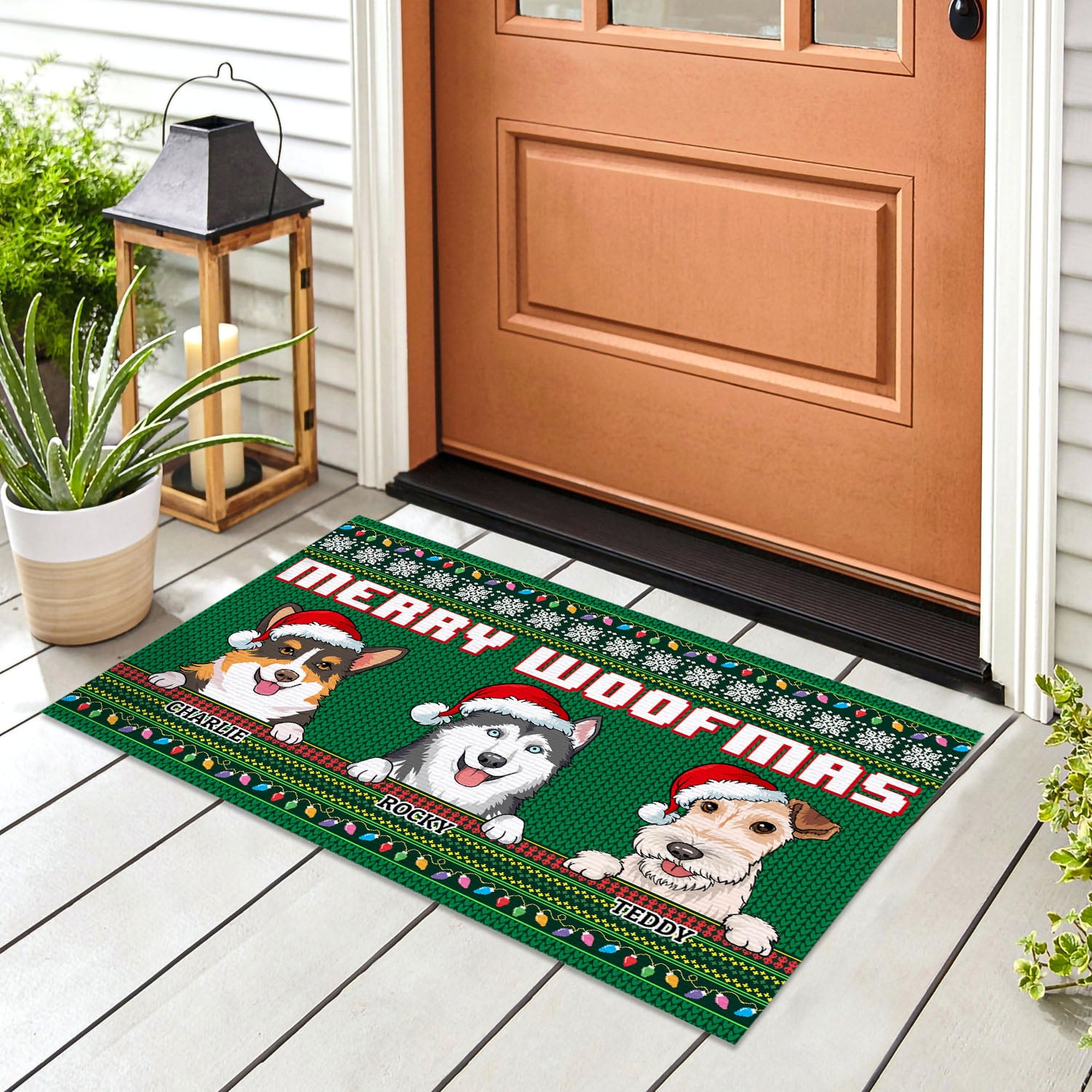 3vt. Merry Woofmas Dog Breeds (sample Design 3) Doormat Mockup 8
