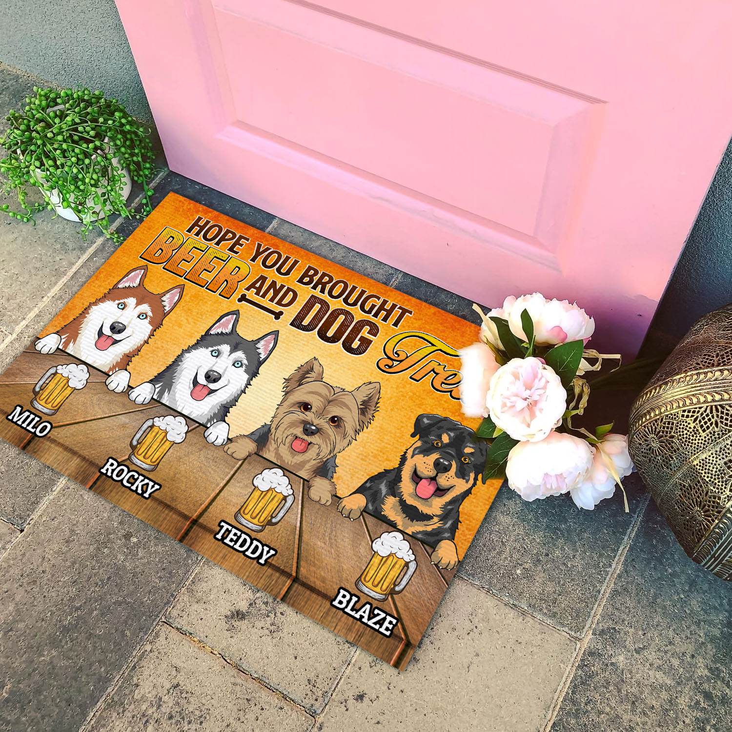 4vt. Hope You Brought Beer 4 ( Sample Design) Doormat Mockup 4