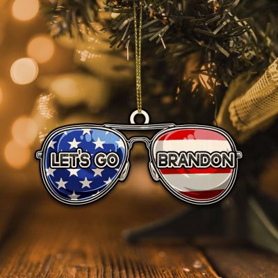 Alternative view of Let's Go Brandon Ornament Funny Hilarious Gift Xmas Decorative Custom Shaped Wooden Christmas Ornament