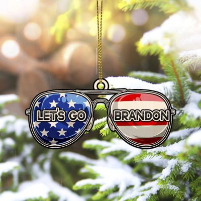 Let's Go Brandon Ornament Funny Hilarious Gift Xmas Decorative Custom Shaped Wooden Christmas Ornament