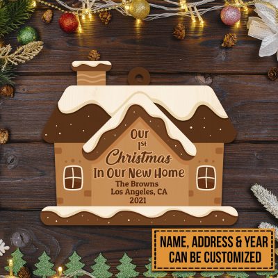 Alternative view of Custom Our 1st Christmas in Our New Home Decorative Custom Shaped Wooden Christmas Ornament Keepsake