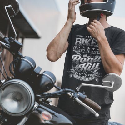 Alternative view of I'm a Biker Not Your Next Road Kill Get Off Your Phone and Open Your Eyes T-Shirt - Funny Biker Gifts