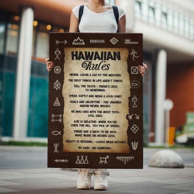 Alternative view of Hawaiian Rules Funny Gallery Framed Canvas - Unframed Poster - Home Decor Wall Art