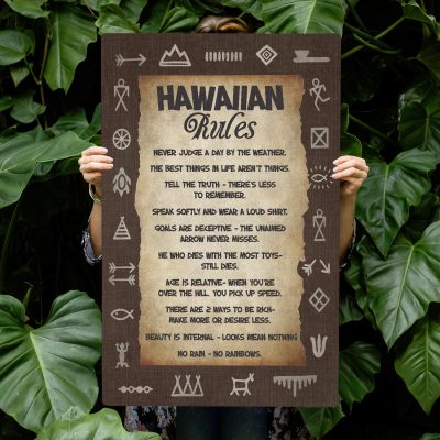 Hawaiian Rules Funny Gallery Framed Canvas - Unframed Poster - Home Decor Wall Art