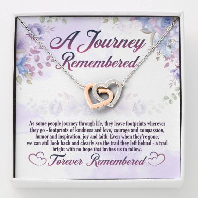 A Journey Remembered As Some People Journey Through Life Husband Memorial Interlocking Hearts Pendant Necklace - Interlocking Hearts Necklace