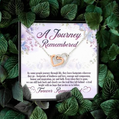 A Journey Remembered As Some People Journey Through Life Husband Memorial Interlocking Hearts Pendant Necklace