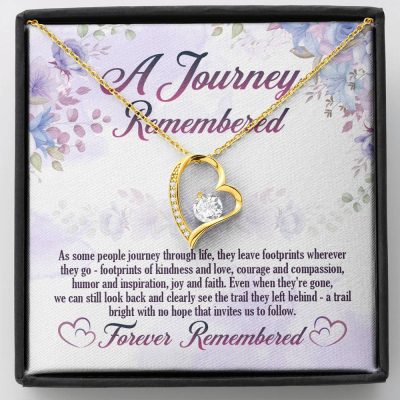 A Journey Remembered As Some People Journey Through Life Husband Memorial Forever Love Heart Pendant Necklace - Forever Love Necklace (18K Yellow Gold)